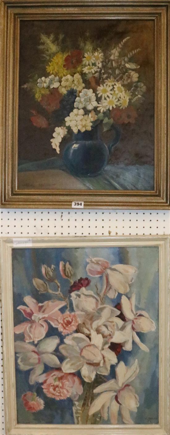 Two 1950s still life oil